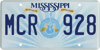 MS license plate MCR928