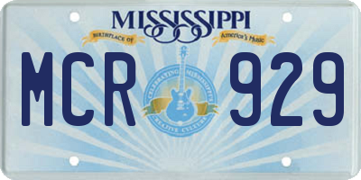 MS license plate MCR929