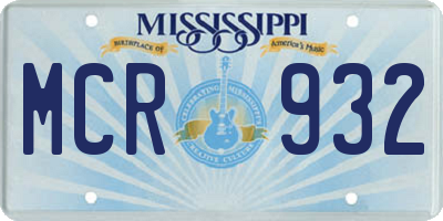 MS license plate MCR932