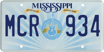MS license plate MCR934