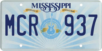 MS license plate MCR937