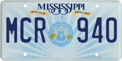 MS license plate MCR940