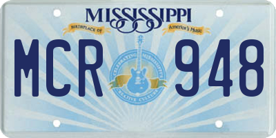 MS license plate MCR948