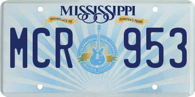MS license plate MCR953