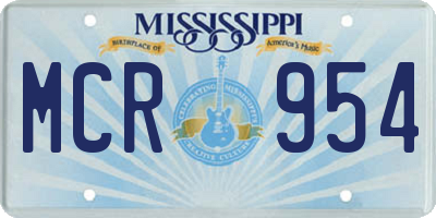 MS license plate MCR954