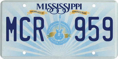 MS license plate MCR959
