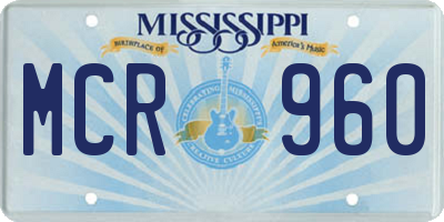 MS license plate MCR960