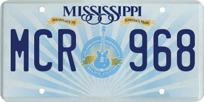 MS license plate MCR968