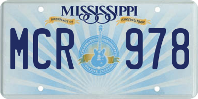 MS license plate MCR978
