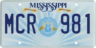 MS license plate MCR981