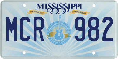 MS license plate MCR982
