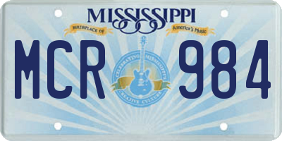 MS license plate MCR984