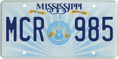 MS license plate MCR985