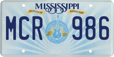 MS license plate MCR986
