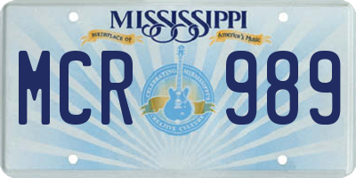 MS license plate MCR989