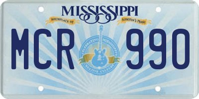 MS license plate MCR990