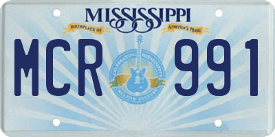 MS license plate MCR991
