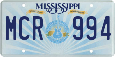 MS license plate MCR994