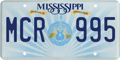 MS license plate MCR995