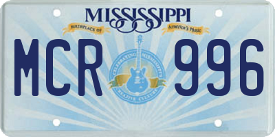 MS license plate MCR996
