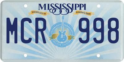 MS license plate MCR998