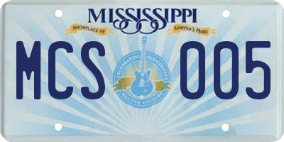 MS license plate MCS005