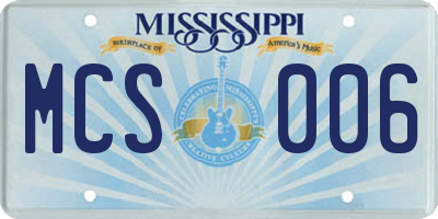 MS license plate MCS006