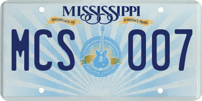 MS license plate MCS007