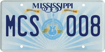 MS license plate MCS008