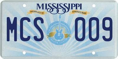 MS license plate MCS009