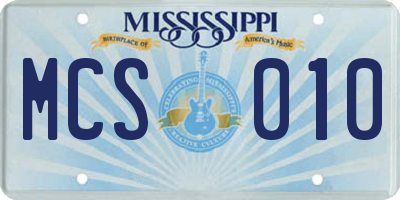MS license plate MCS010