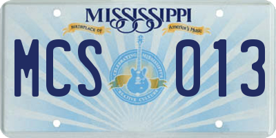 MS license plate MCS013