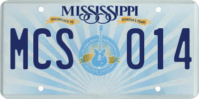 MS license plate MCS014