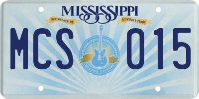 MS license plate MCS015