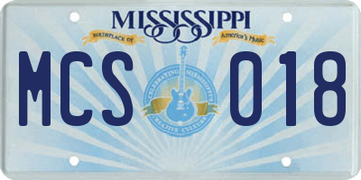 MS license plate MCS018