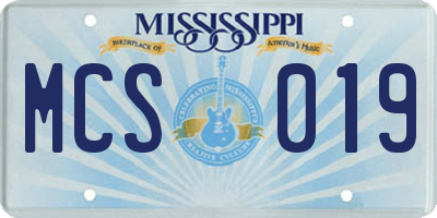 MS license plate MCS019