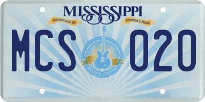 MS license plate MCS020