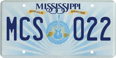 MS license plate MCS022