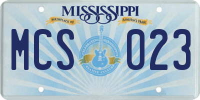 MS license plate MCS023