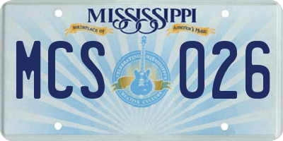 MS license plate MCS026