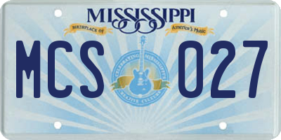 MS license plate MCS027