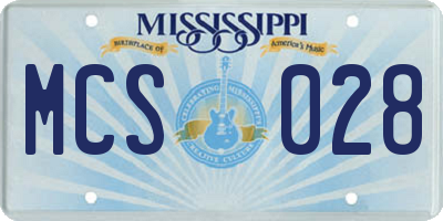 MS license plate MCS028