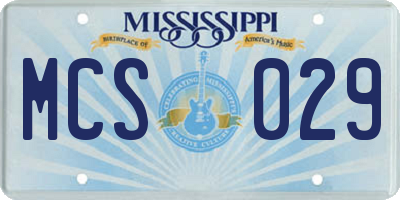 MS license plate MCS029
