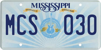 MS license plate MCS030