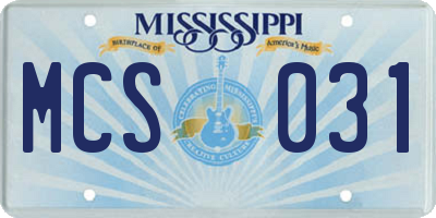 MS license plate MCS031