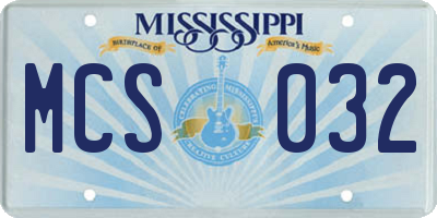 MS license plate MCS032