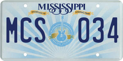 MS license plate MCS034