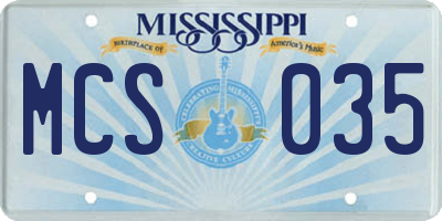 MS license plate MCS035