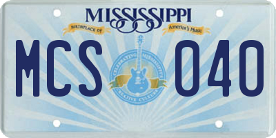 MS license plate MCS040