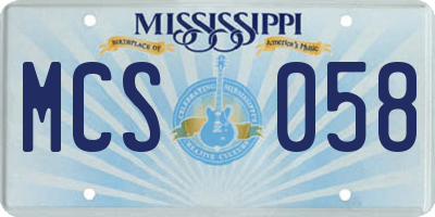 MS license plate MCS058